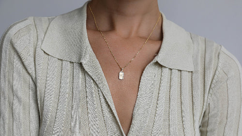 Personalized Diamond Dog Tag Necklace - 18K Gold | VS Clarity - Image 5