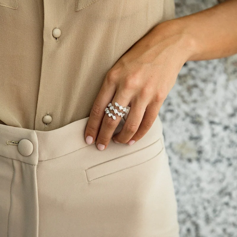 Pear Shaped Diamond Spiral Ring - 14K Gold | VS Clarity Lab Grown Diamonds - Image 4