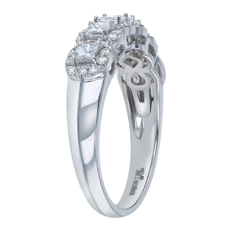 Princess Diamond Halo Half Band Ring - 14K Gold | VS Clarity Lab Grown Diamonds - Image 11