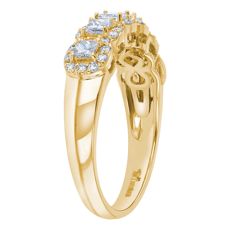 Princess Diamond Halo Half Band Ring - 14K Gold | VS Clarity Lab Grown Diamonds - Image 13