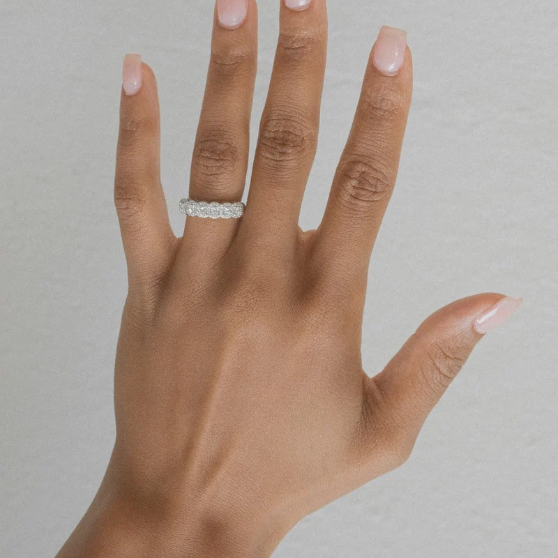 Princess Diamond Halo Half Band Ring - 14K Gold | VS Clarity Lab Grown Diamonds - Image 9