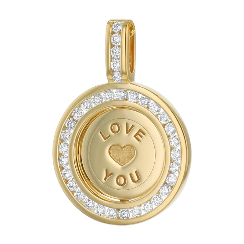 "Love You" Diamond Pendant Necklace without the 18K Gold Chain - 18K Gold | VS Clarity - Image 2