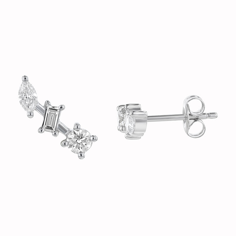 Multi Shape Diamond Stud - 18K Gold | VS Clarity Natural Diamonds - Image 6