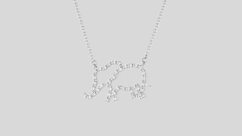 Open Diamond Elephant Necklace - 18K Gold | VS Clarity Natural Diamonds - Image 3