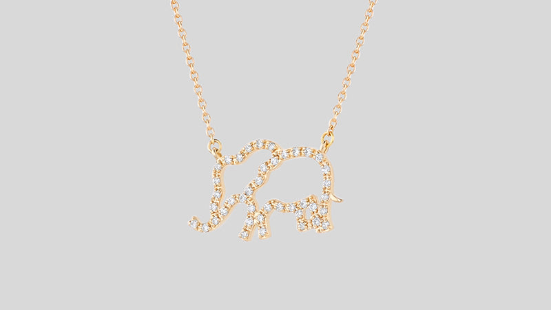 Open Diamond Elephant Necklace - 18K Gold | VS Clarity Natural Diamonds - Image 5