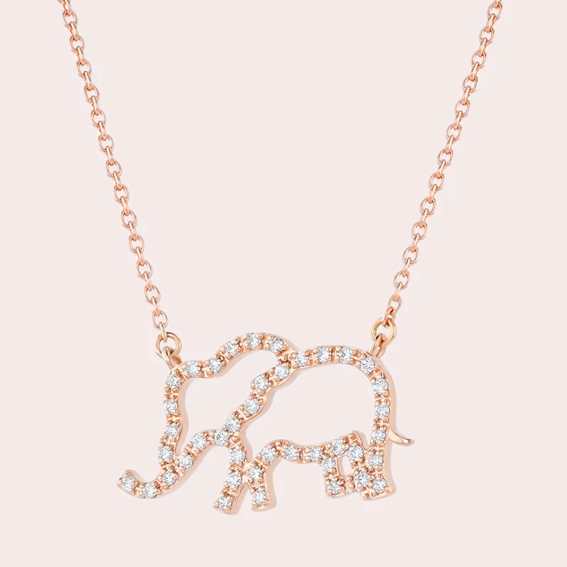 Open Diamond Elephant Necklace - 18K Gold | VS Clarity Natural Diamonds - Image 6