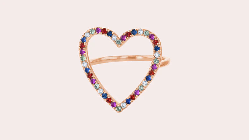 Open Heart Sapphires Ring - 18K Gold | VS Clarity - Image 3