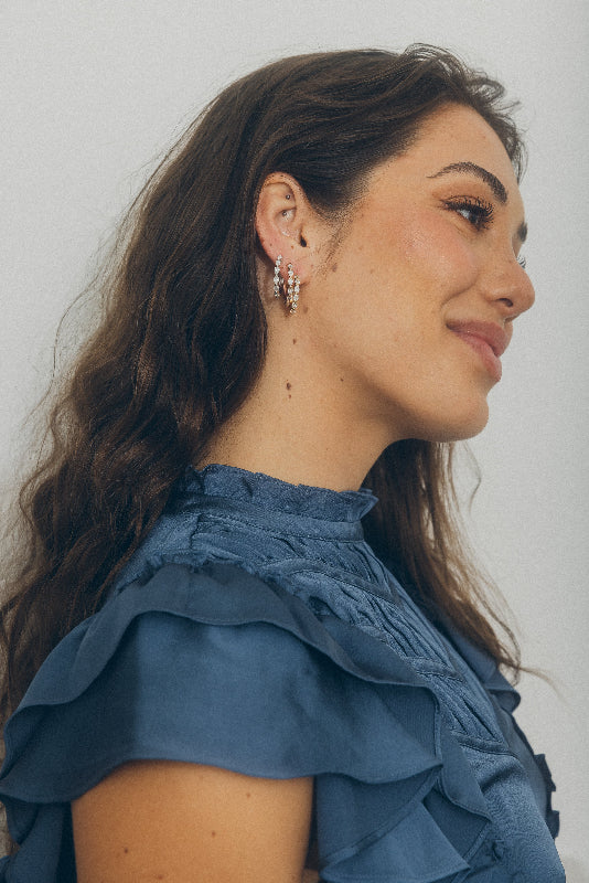 Oval Cut Multiple Diamond Hoops - 18K Gold | VS Clarity - Image 6