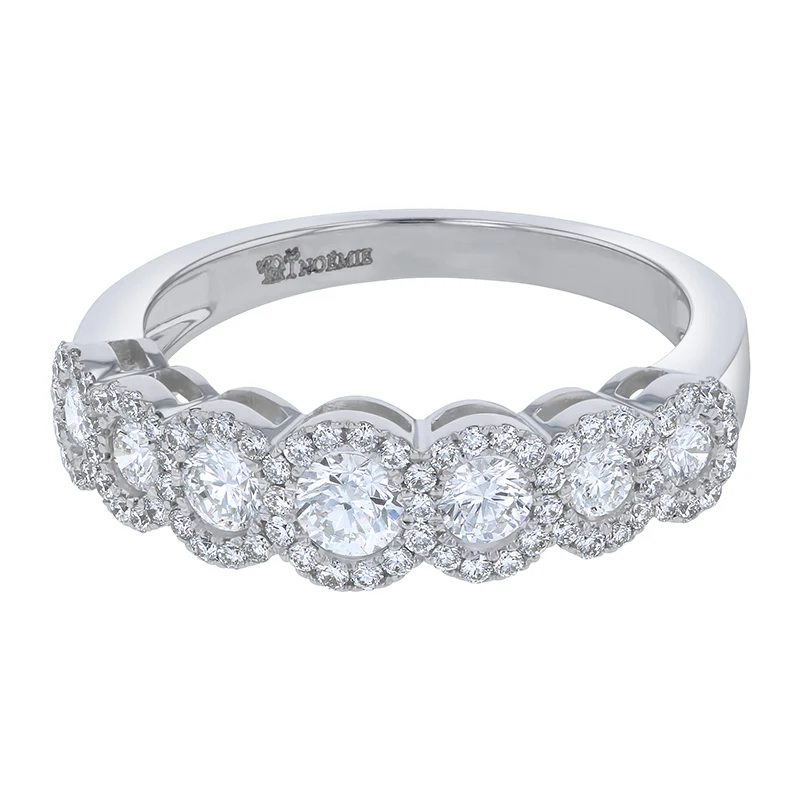 Round Diamond Halo Half Band Ring - 18K Gold | VS Clarity - Image 2