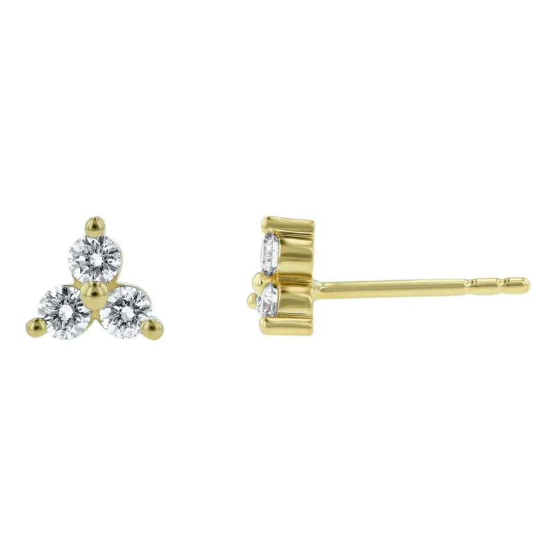 Mini Trois Diamond Earrings - 18K Gold | VS Clarity Natural Diamonds - Image 16