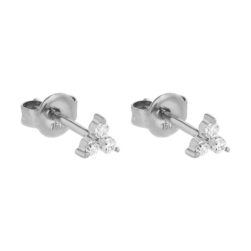 Mini Trois Diamond Earrings - 18K Gold | VS Clarity Natural Diamonds - Image 6