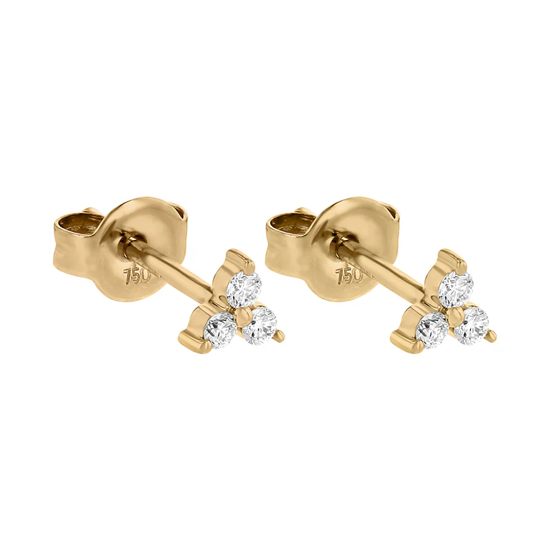 Mini Trois Diamond Earrings - 18K Gold | VS Clarity Natural Diamonds - Image 7