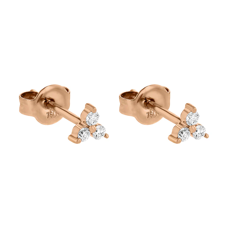 Mini Trois Diamond Earrings - 18K Gold | VS Clarity Natural Diamonds - Image 8