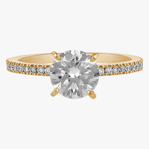 Solitaire Pavé Ring - 18K Gold - Image 4