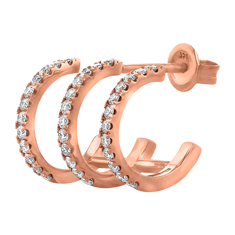 Trois Hoop Diamond Earring - 18K Gold | VS Clarity Natural Diamonds - Image 3
