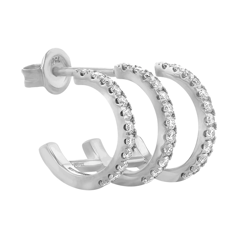 Trois Hoop Earring - 14K Gold | VS Clarity Lab Grown Diamonds - Image 2