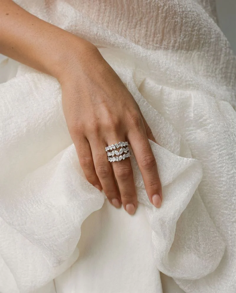 Triple Row Multi Shape Diamonds Ring - 14K Gold | VS Clarity Lab Grown Diamonds