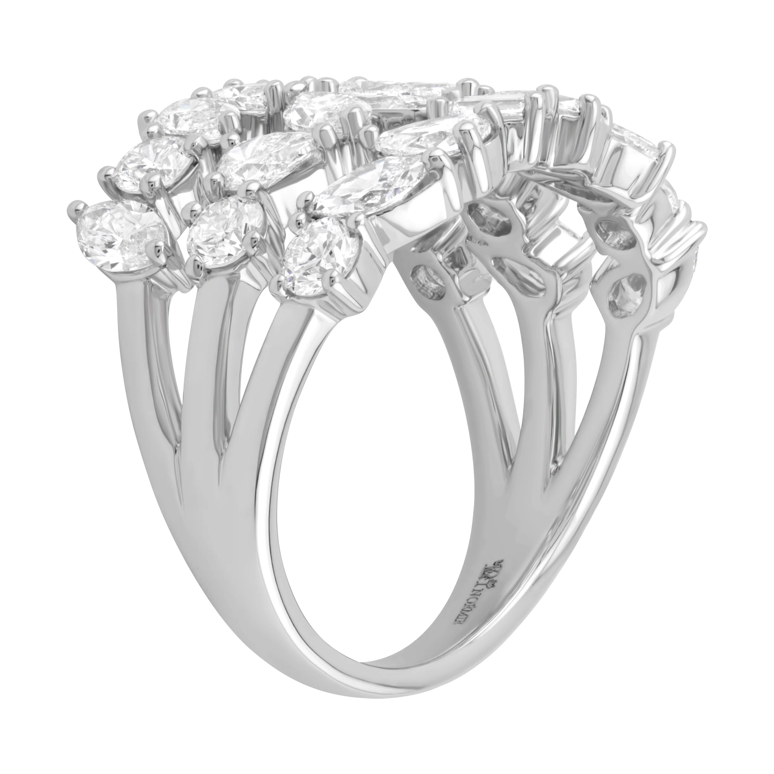 Triple Row Multi Shape Diamonds Ring - 14K Gold | VS Clarity Lab Grown Diamonds - Image 5