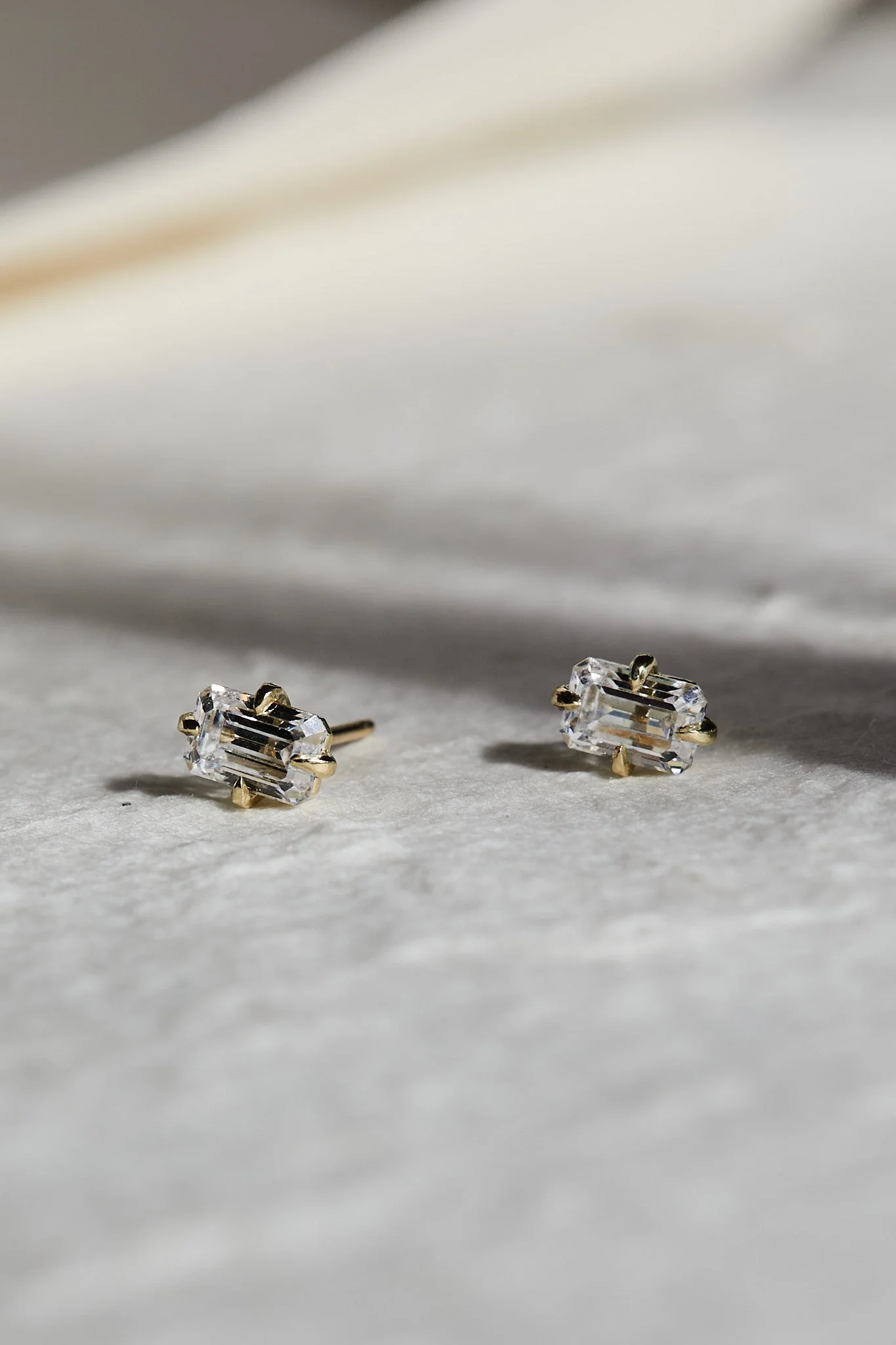 Emerald Diamond Studs - 18K Gold - Image 5