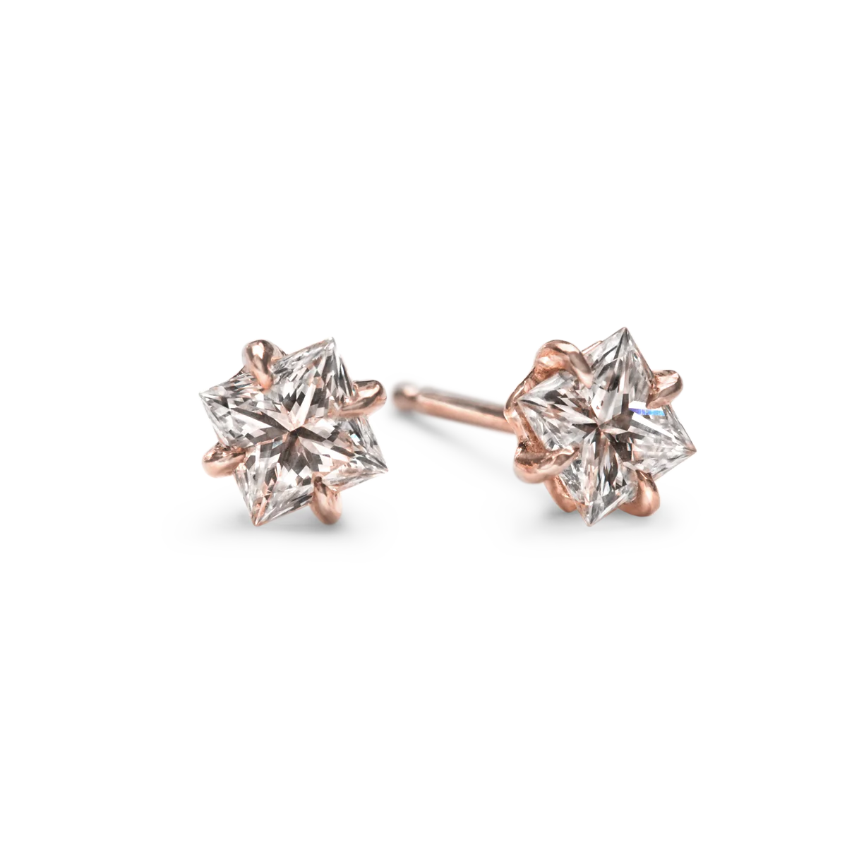 Princess Cut Diamond Studs - 18K Gold - Image 3