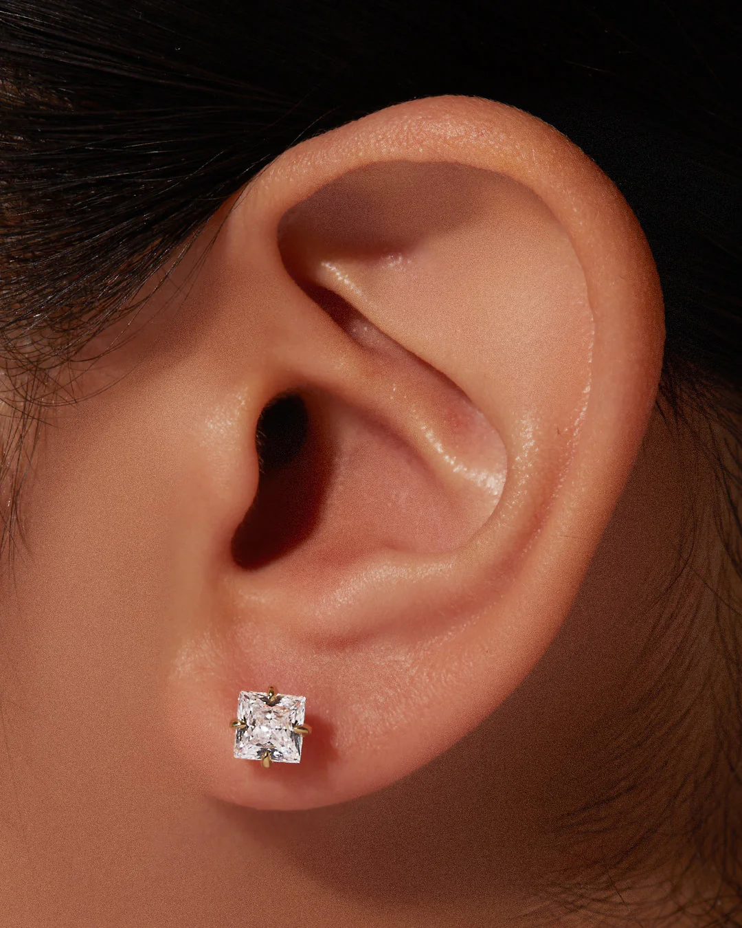 Princess Cut Diamond Studs - 18K Gold - Image 4