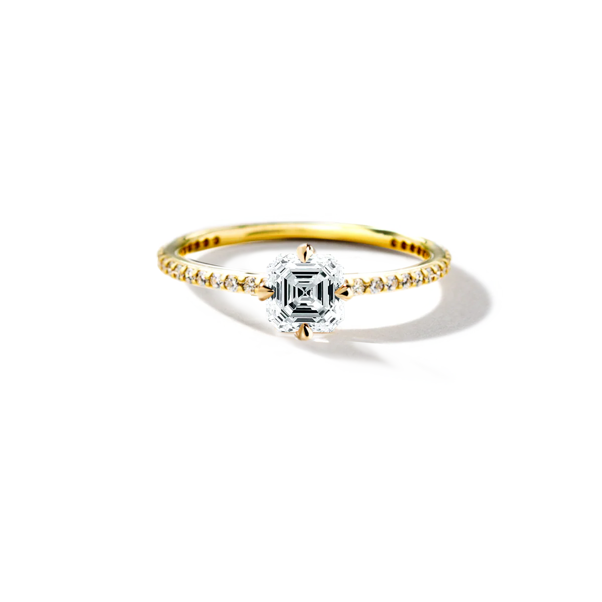NoƩmie Solitaire Pave Pick Your Diamond Shape Engagement Ring - 18K Gold - Image 13