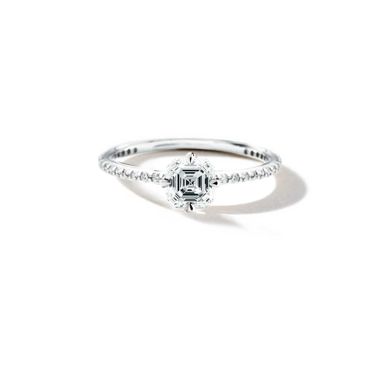NoƩmie Solitaire Pave Pick Your Diamond Shape Engagement Ring - 18K Gold - Image 14