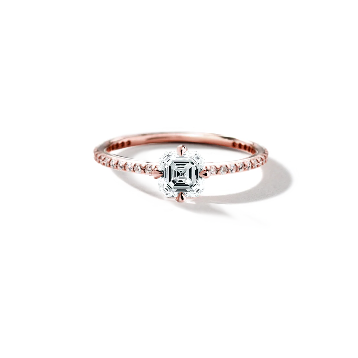 NoƩmie Solitaire Pave Pick Your Diamond Shape Engagement Ring - 18K Gold - Image 15