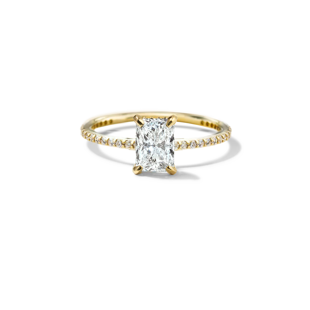 NoƩmie Solitaire Pave Pick Your Diamond Shape Engagement Ring - 18K Gold - Image 16