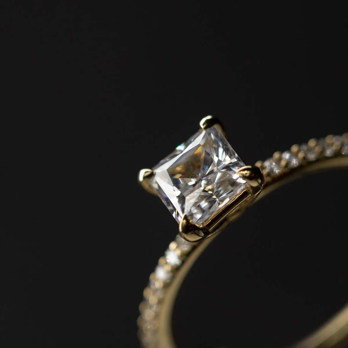 NoƩmie Solitaire Pave Pick Your Diamond Shape Engagement Ring - 18K Gold - Image 22