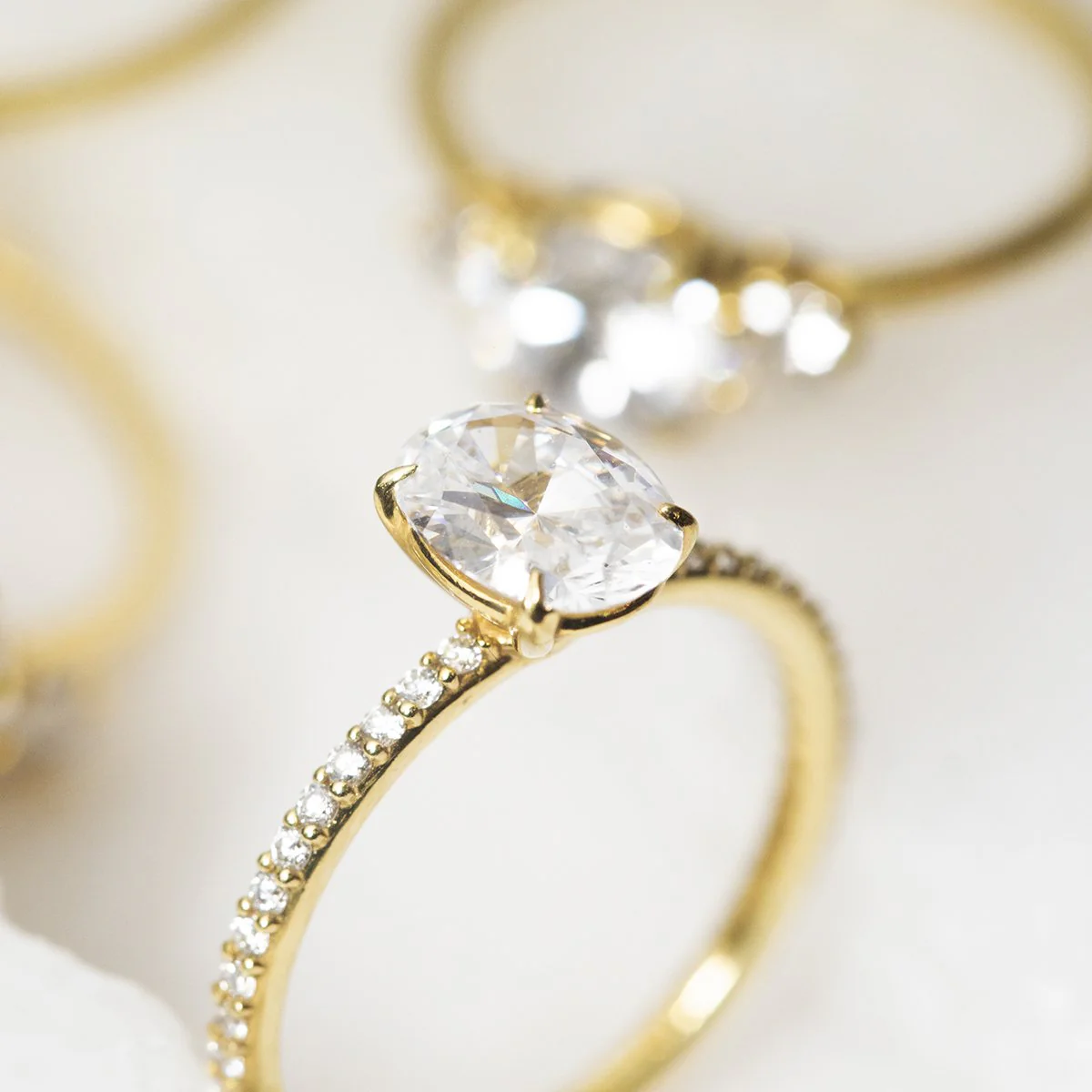 NoƩmie Solitaire Pave Pick Your Diamond Shape Engagement Ring - 18K Gold - Image 23