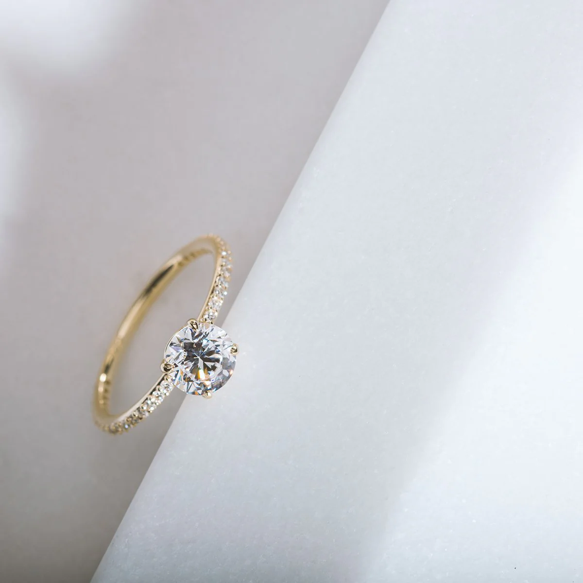 NoƩmie Solitaire Pave Pick Your Diamond Shape Engagement Ring - 18K Gold - Image 24