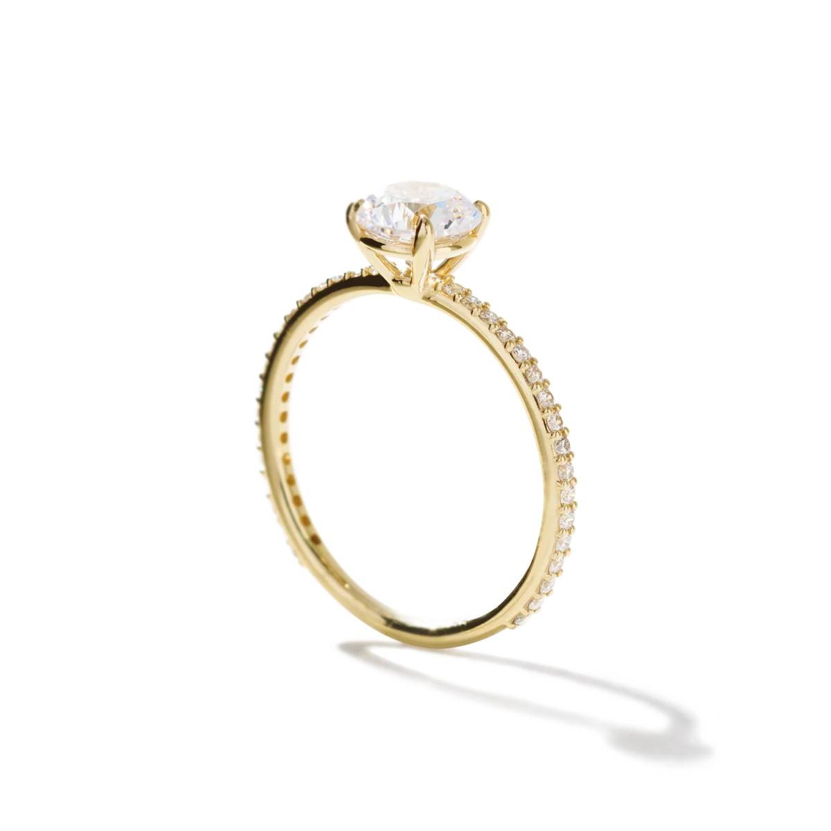 NoƩmie Solitaire Pave Pick Your Diamond Shape Engagement Ring - 18K Gold - Image 25
