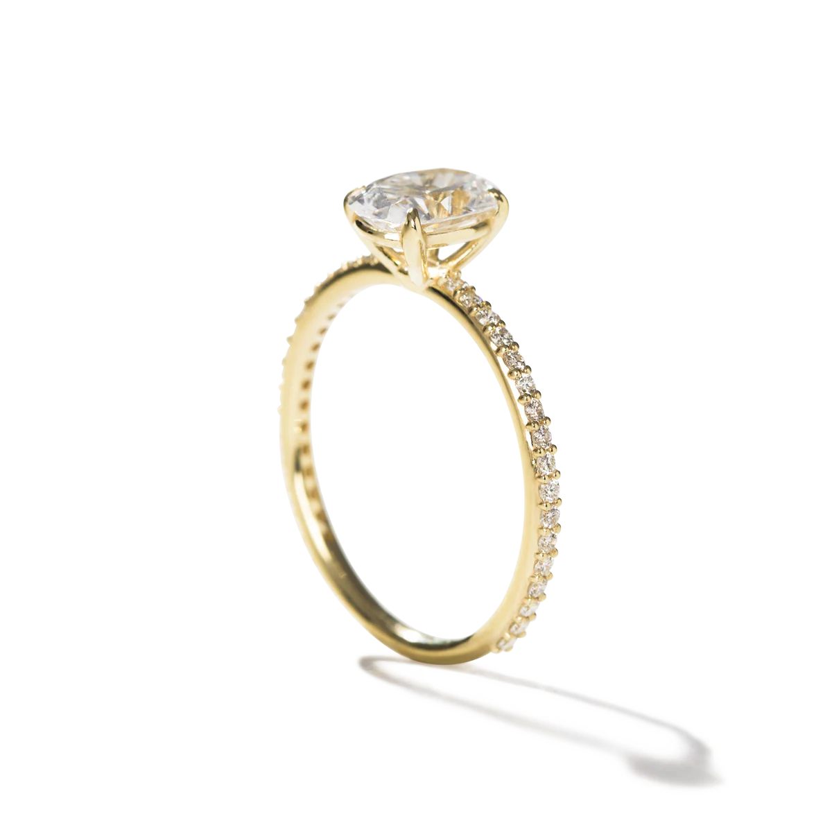 NoƩmie Solitaire Pave Pick Your Diamond Shape Engagement Ring - 18K Gold - Image 28