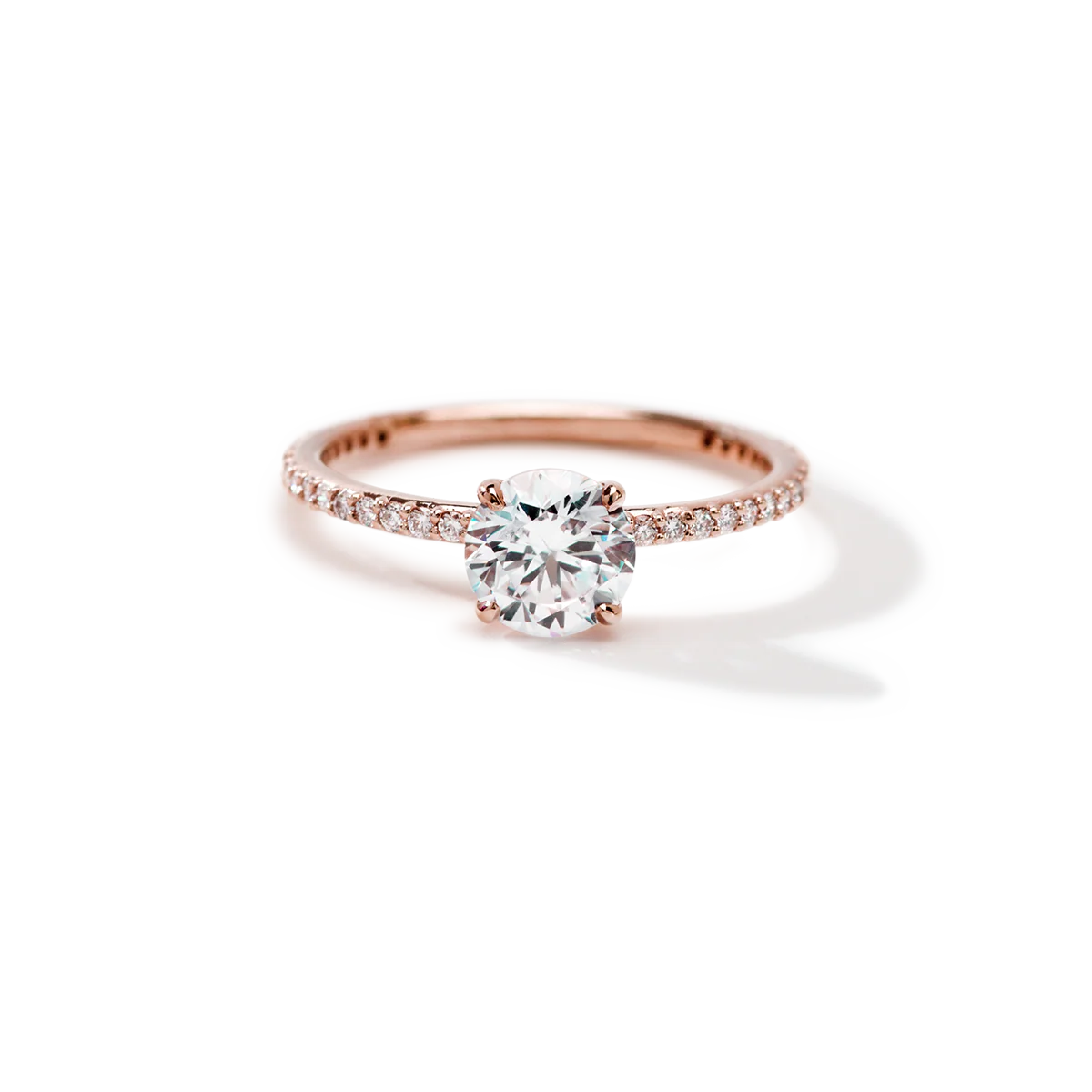 NoƩmie Solitaire Pave Pick Your Diamond Shape Engagement Ring - 18K Gold - Image 3