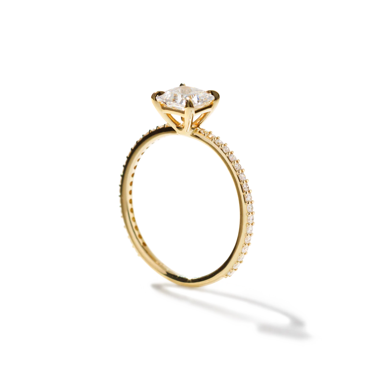 NoƩmie Solitaire Pave Pick Your Diamond Shape Engagement Ring - 18K Gold - Image 31