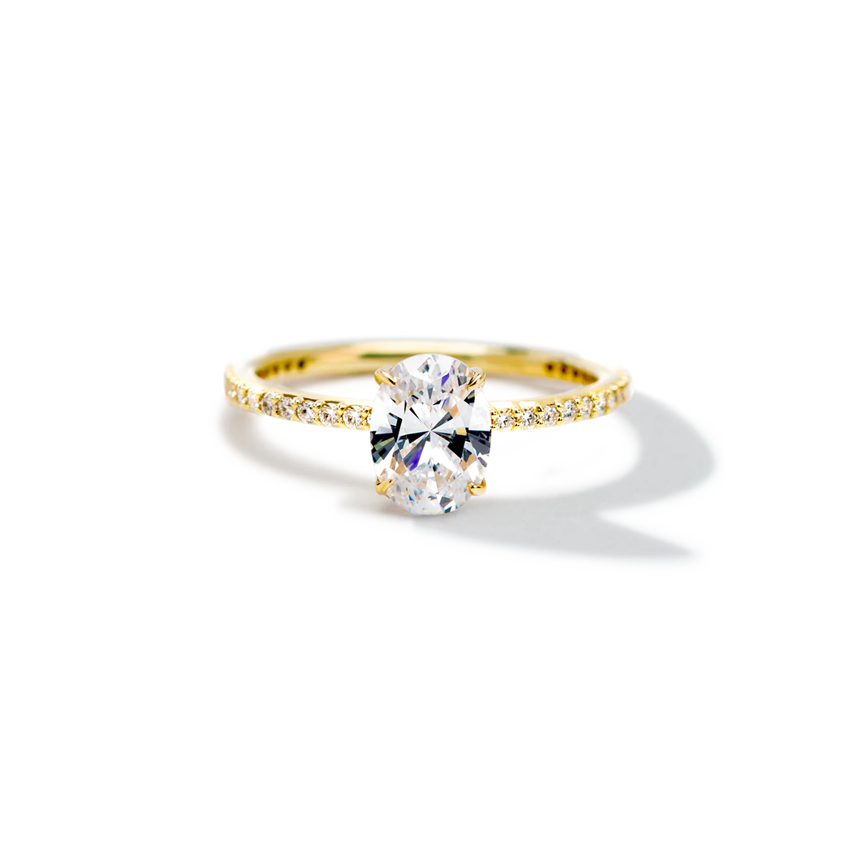 NoƩmie Solitaire Pave Pick Your Diamond Shape Engagement Ring - 18K Gold - Image 4