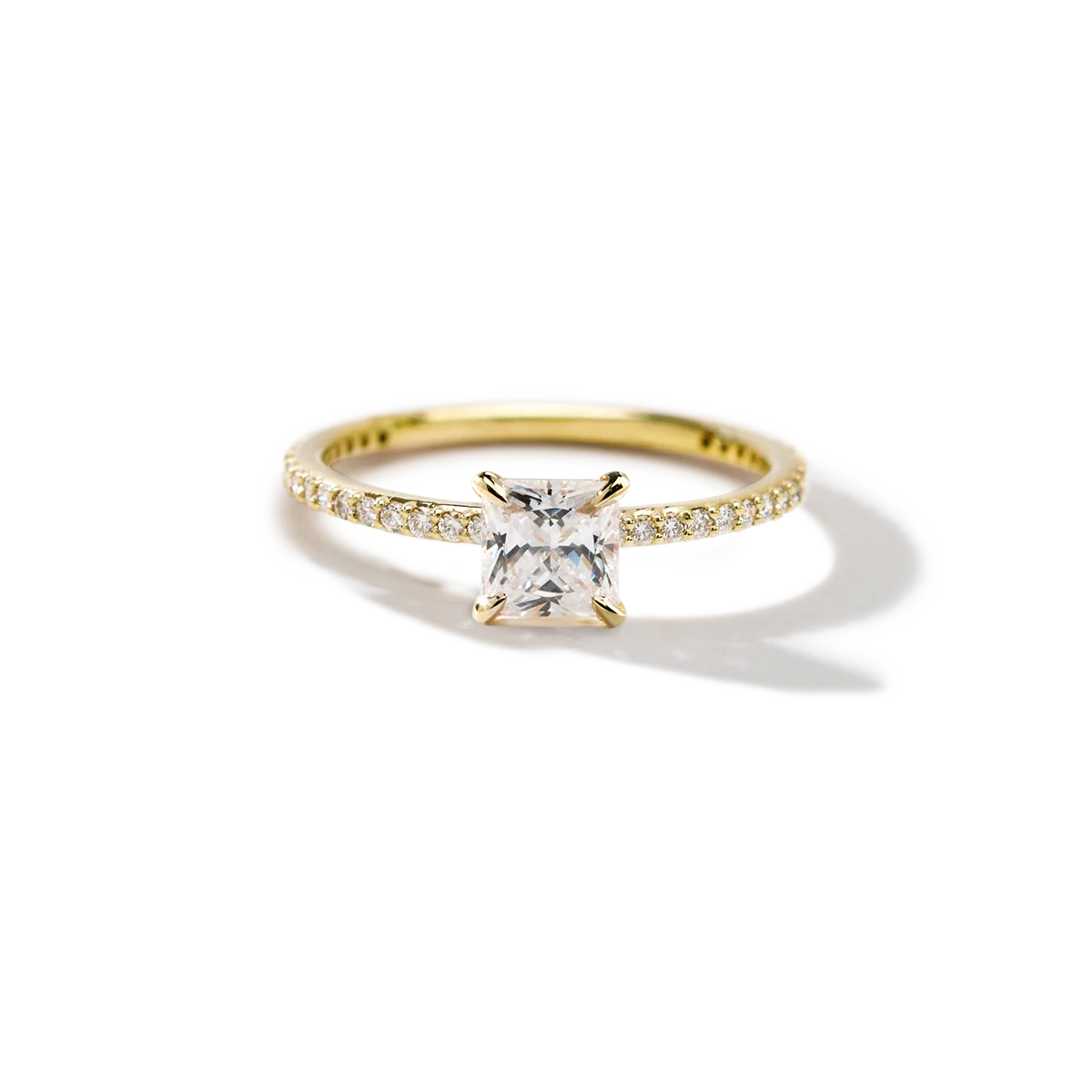 NoƩmie Solitaire Pave Pick Your Diamond Shape Engagement Ring - 18K Gold - Image 7