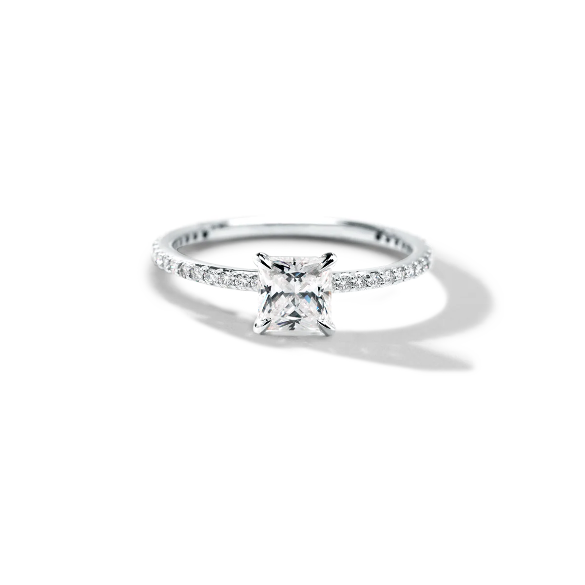 NoƩmie Solitaire Pave Pick Your Diamond Shape Engagement Ring - 18K Gold - Image 8