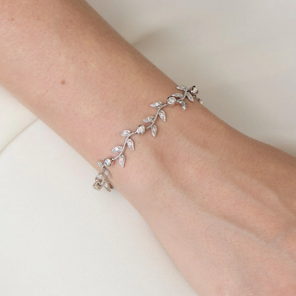 Vintage Inspired Diamond Leaf Vine Bracelet - 14K Gold | VS Clarity Lab Grown Diamonds