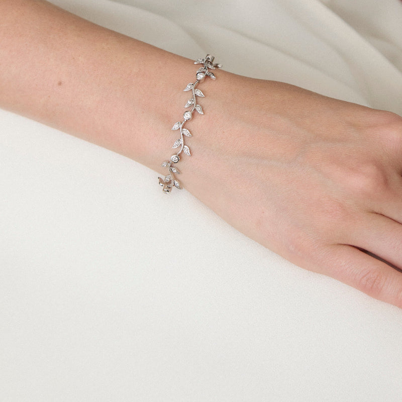 Vintage Inspired Diamond Leaf Vine Bracelet - 14K Gold | VS Clarity Lab Grown Diamonds - Image 4