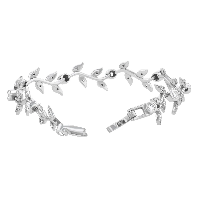 Vintage Inspired Diamond Leaf Vine Bracelet - 14K Gold | VS Clarity Lab Grown Diamonds - Image 6
